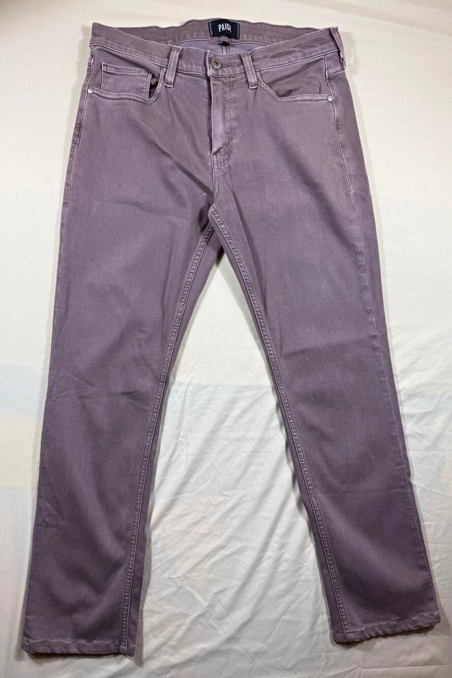 PAIGE 31x28 Mens Federal Slim Straight Mauve Purple Pants Custom Tailored Hem